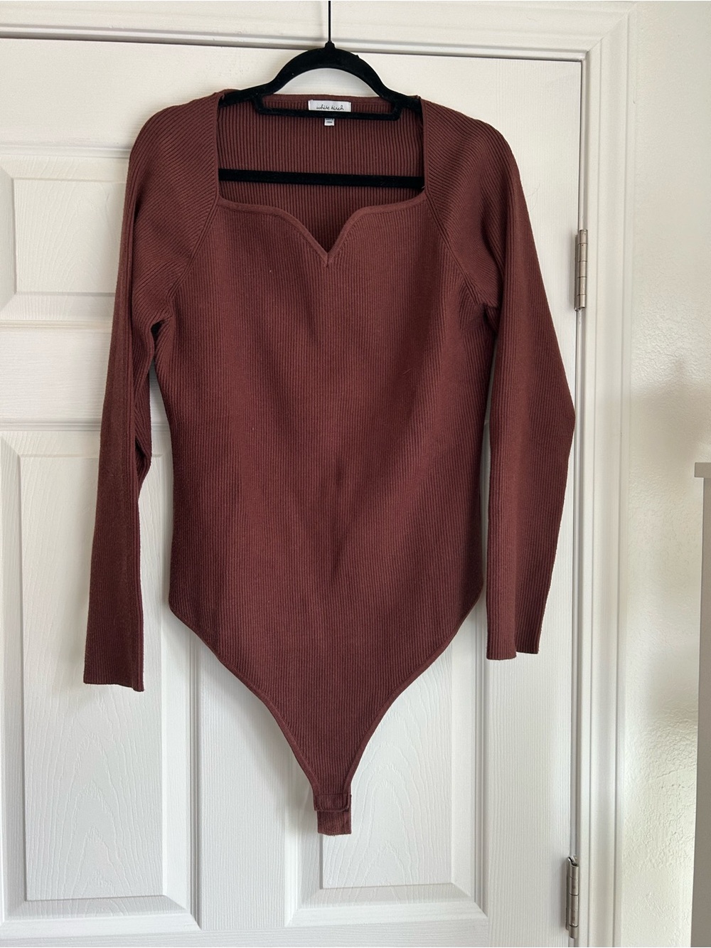 White Birch brown ribbed sweetheart neckline bodysuit size 3x
